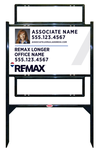 Reflective Angle Iron Frame and Associate Name w Photo Sign Unit w2 Rider Insert, 18h x 30w, Steel